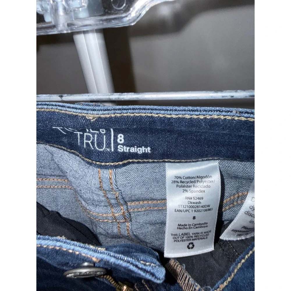 Time and Tru Womens Straight Leg Jeans Dark Wash Stretch Denim Size 8 - Picture 3 of 5
